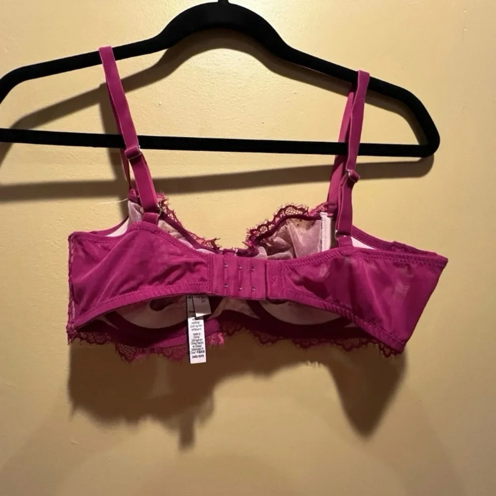 Victoria's Secret Dream Angels Push-Up W/O Padding Bra 34D Velvet Fuchsia Pink - Picture 5 of 14